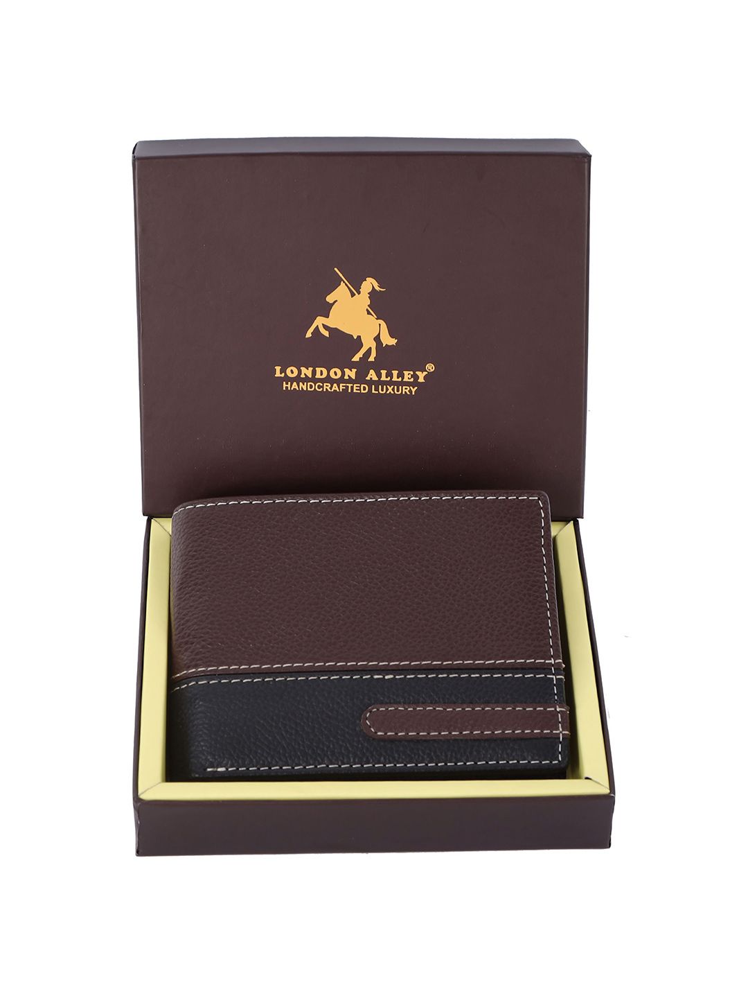 LONDON ALLEY Men Colourblocked Leather Two Fold Wallet-image-16