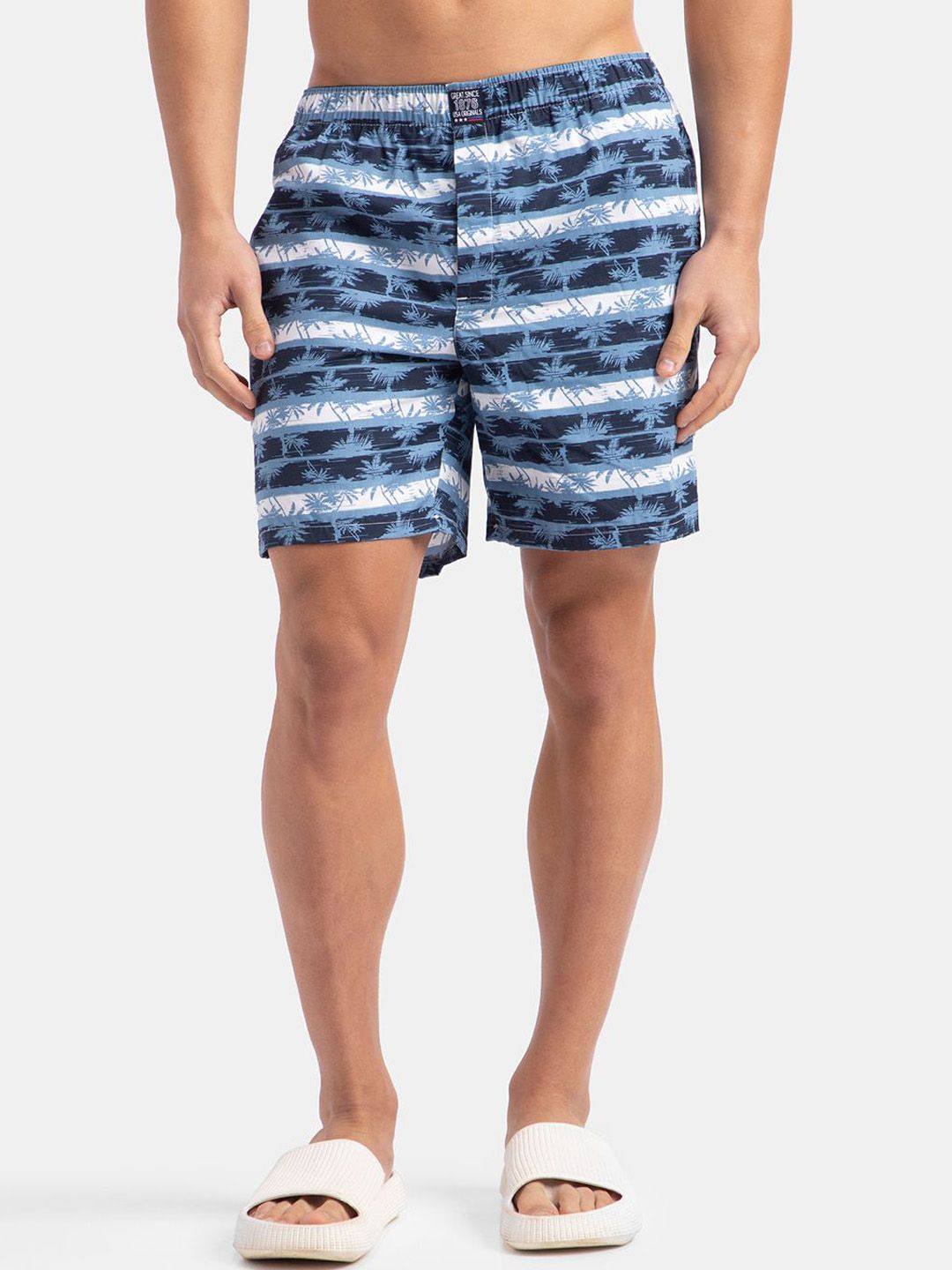 Jockey Super Combed Mercerized Cotton Woven Printed Boxer Shorts with Side Pockets-US57-picture-31
