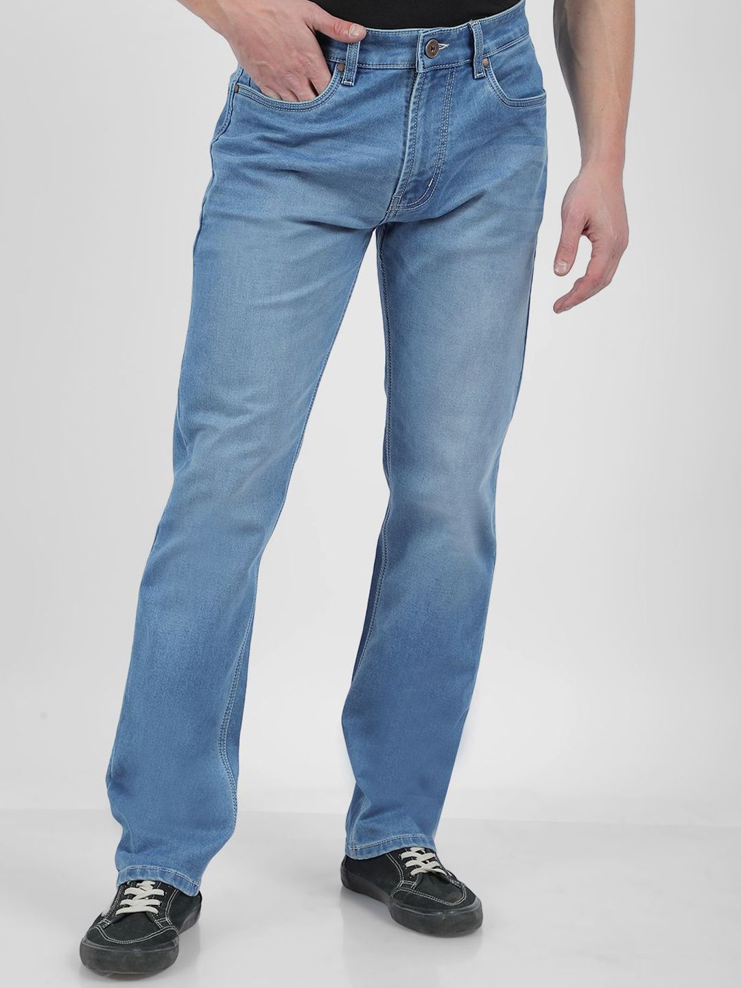 Numero Uno Men Mid-Rise Straight Fit Light Fade Clean Look Stretchable Jeans-picture-24