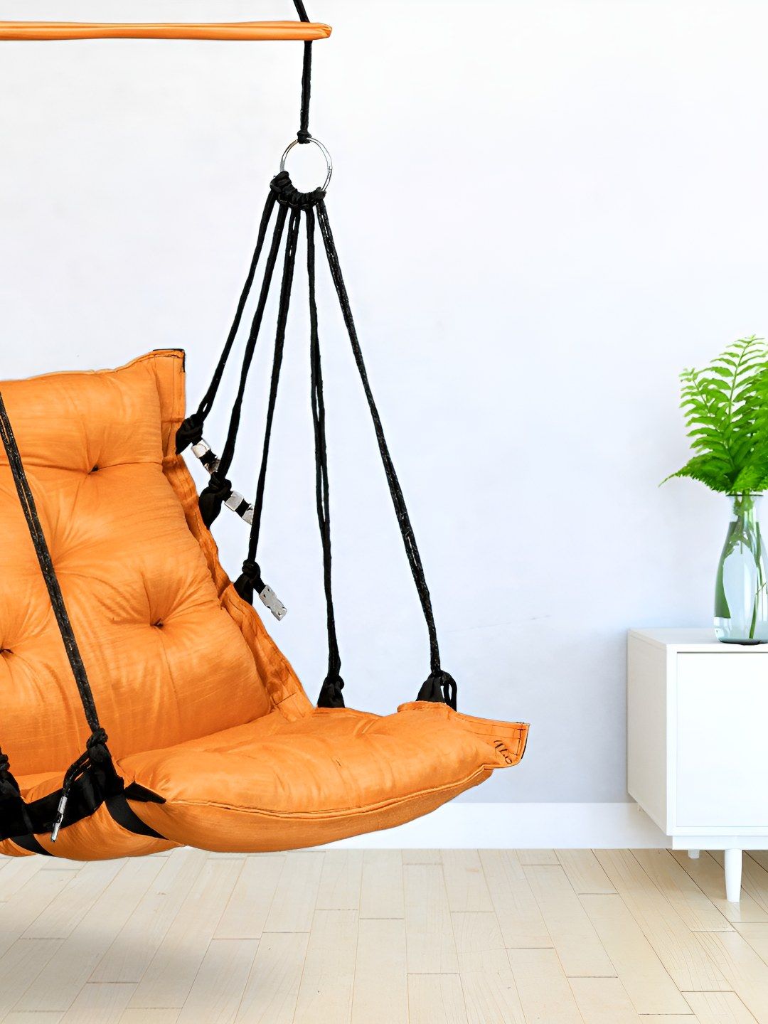 Swingzy Black & Orange Hammock Swing With Cushion-image-28