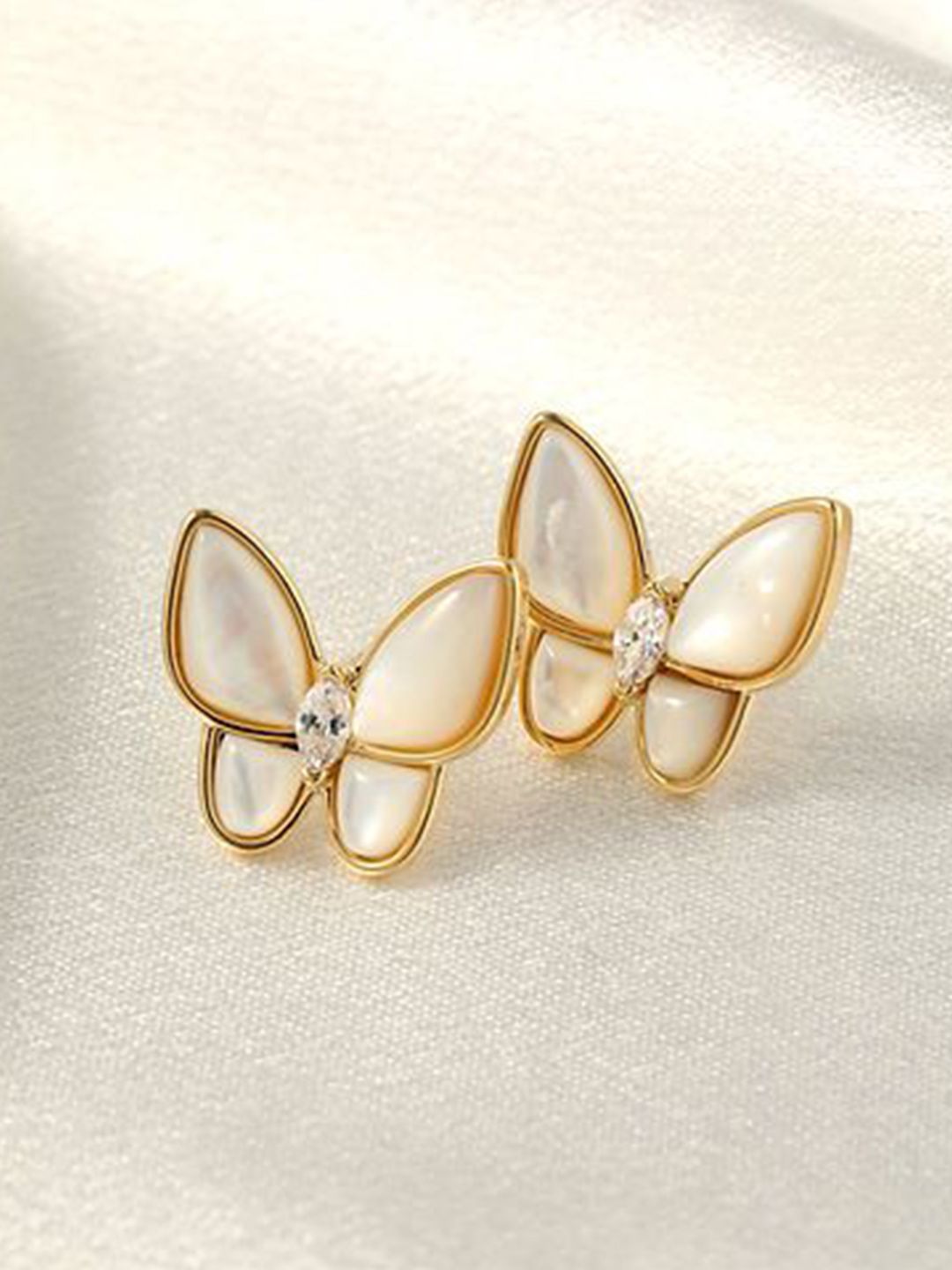 Bienvene Gold-Plated Rhinestone Studded Fashionable Butterfly Studs-picture-32
