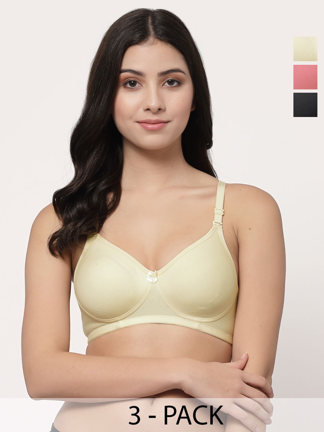 College Girl Cg1301 Women Pack Of 3 Full Coverage Seamless Non Padded T Shirt Bra-picture-42