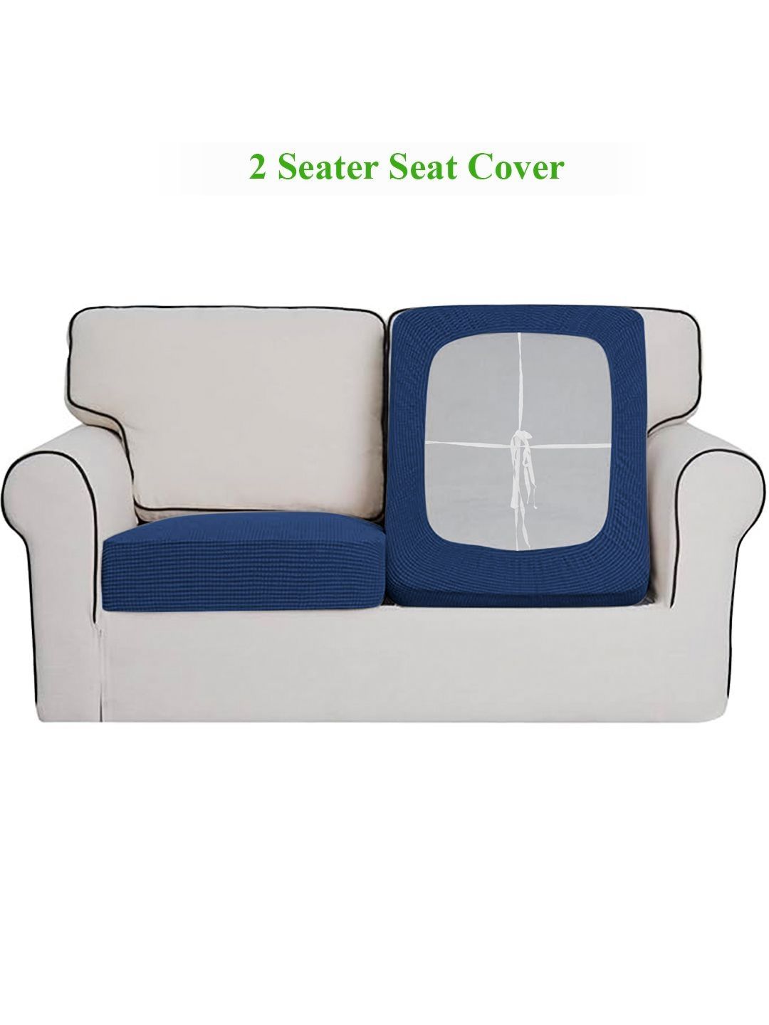 HOKIPO Navy Blue 2 Pieces Jacquard 2 Seater Sofa Covers-picture-39