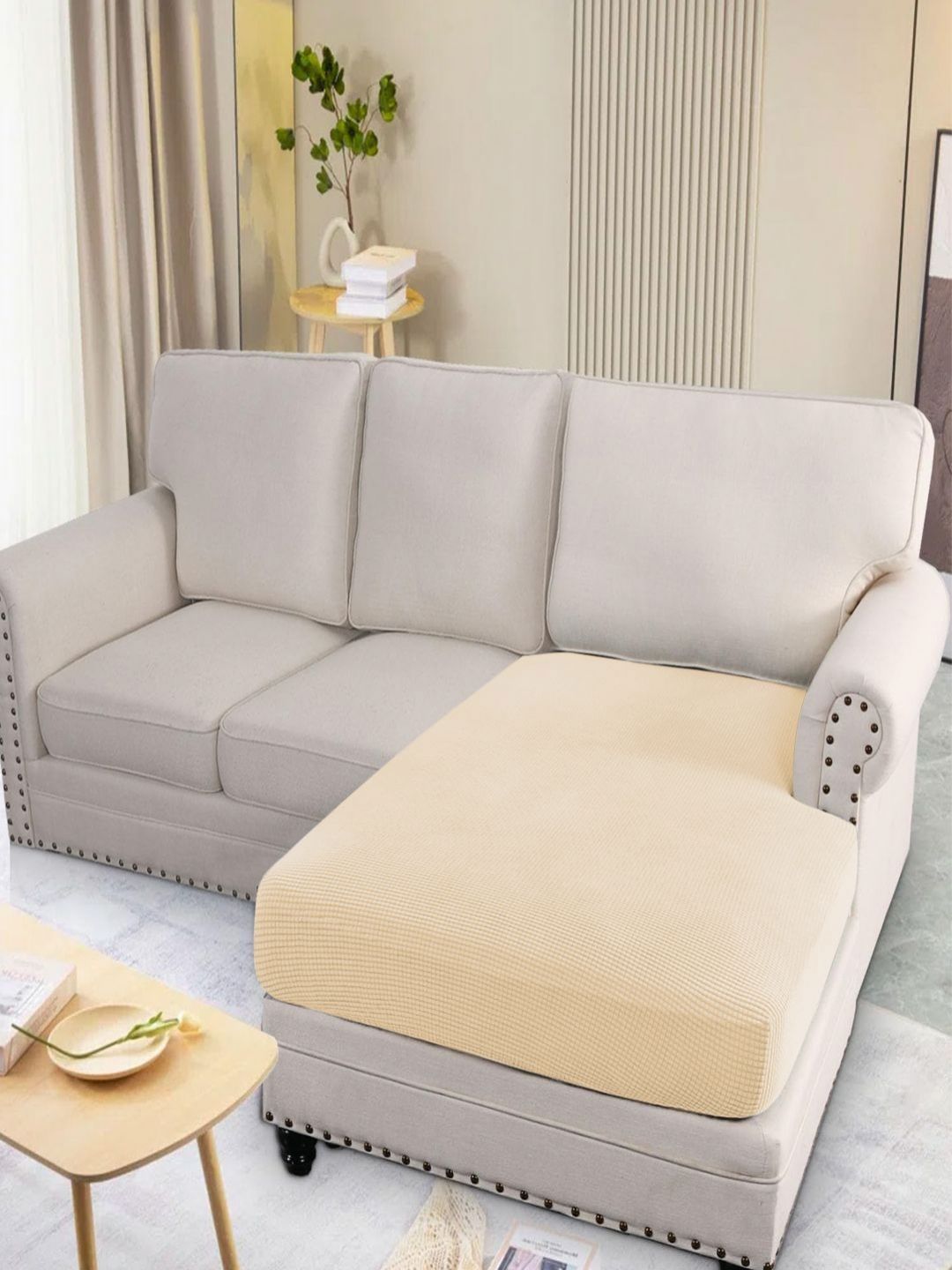 HOKIPO Beige Jacquard Sofa Cover-picture-45