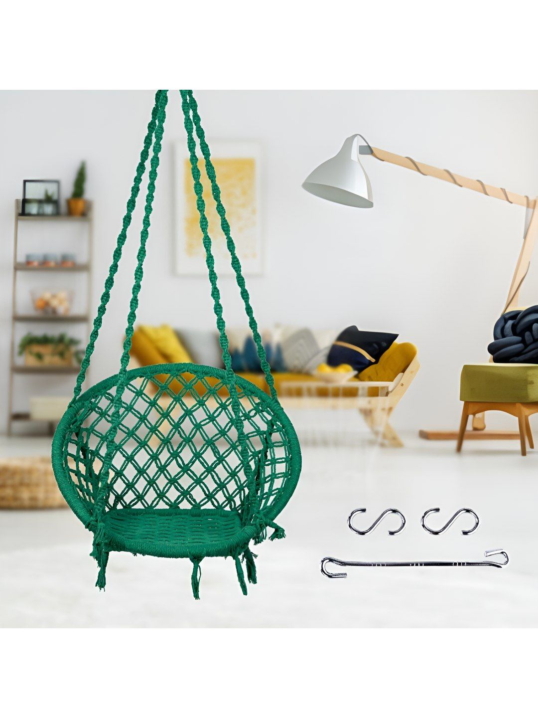 Swingzy Green Round-Shaped Hammock Swing With Cushion