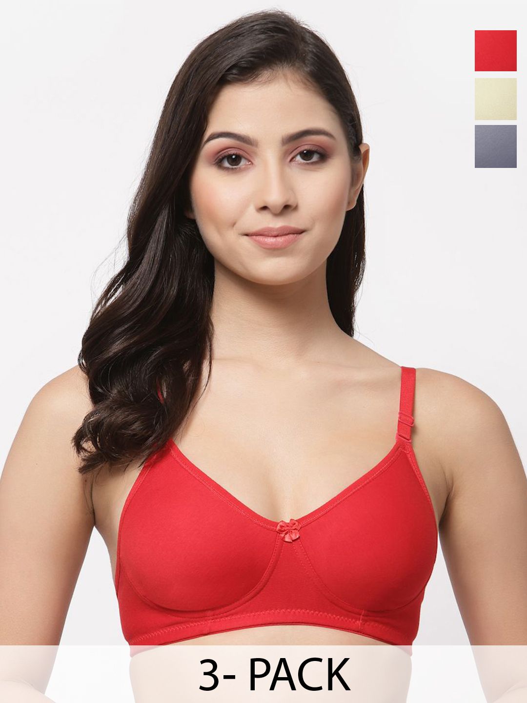 College Girl Pack Of 3 Full Coverage Seamless Non Padded T-shirt Bra-picture-40