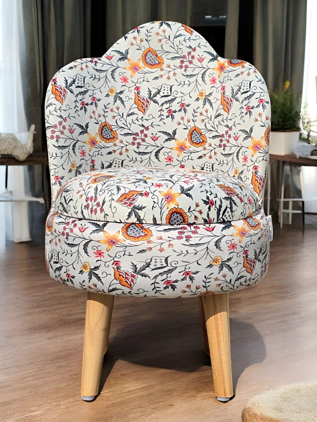 Shadowkart White & Grey Printed Wooden Ottoman-picture-18