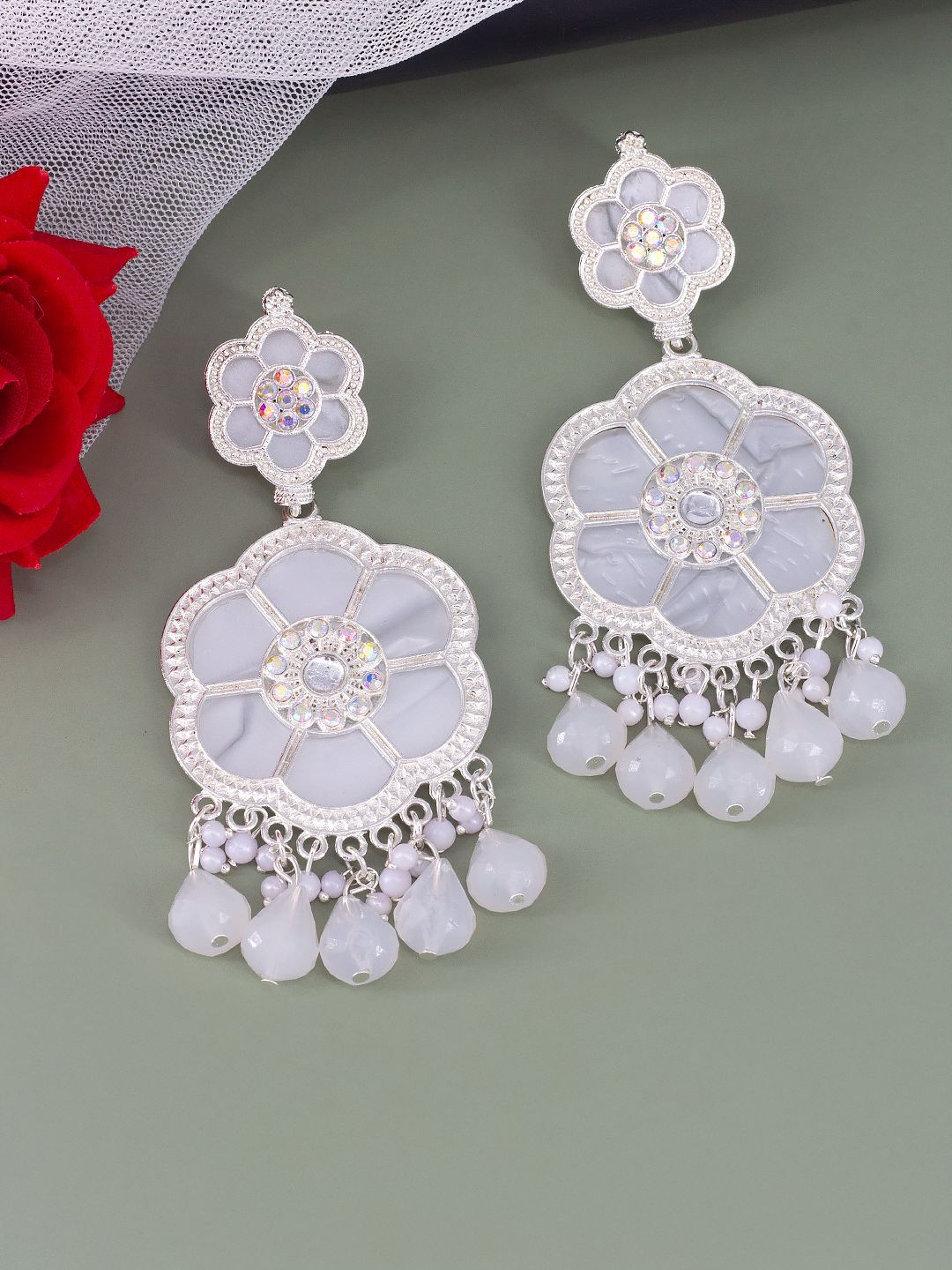 PRIVIU Floral Drop Earrings-picture-11