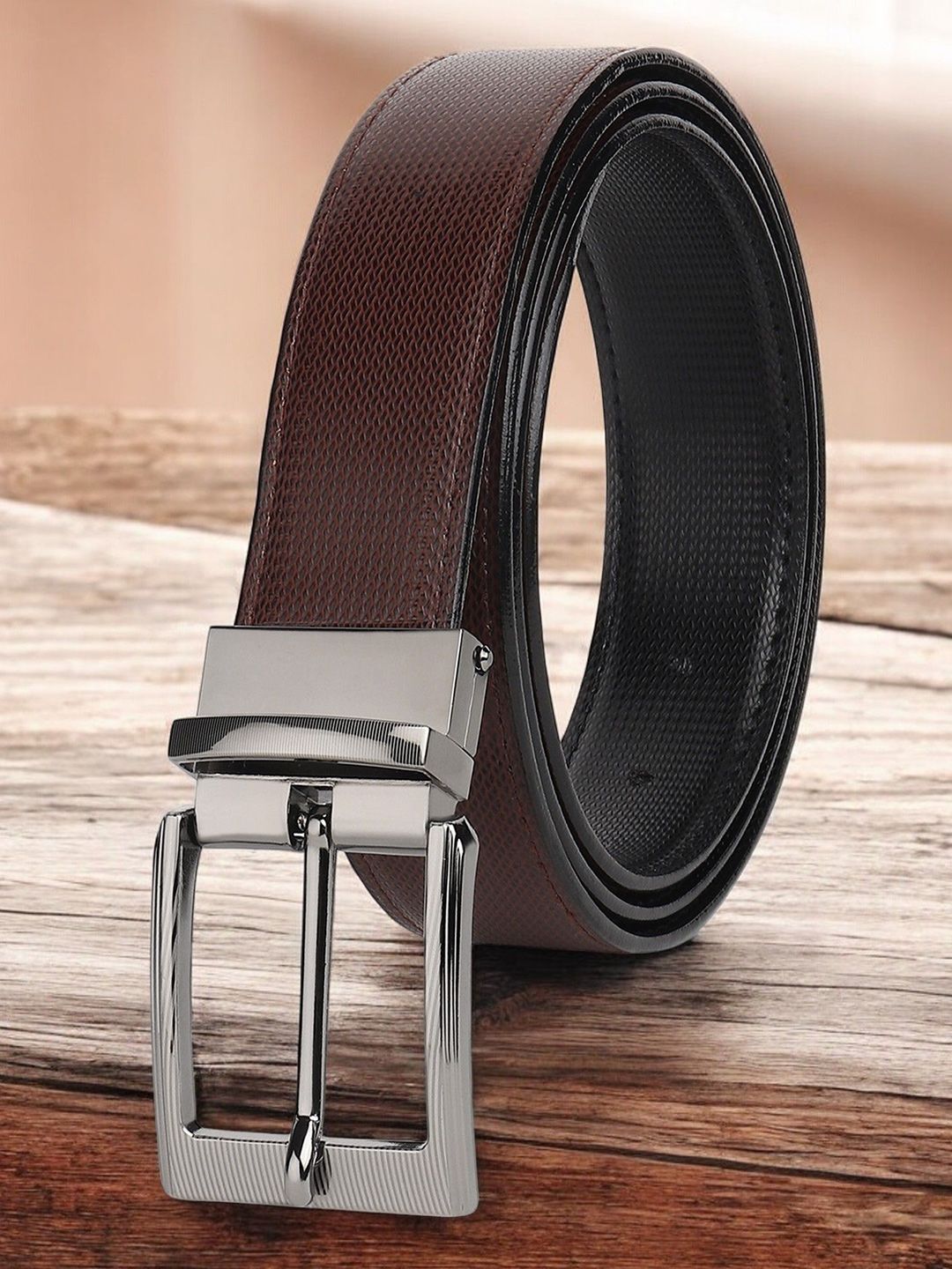 The Roadster Lifestyle Co Men Textured Formal Belts-image-22