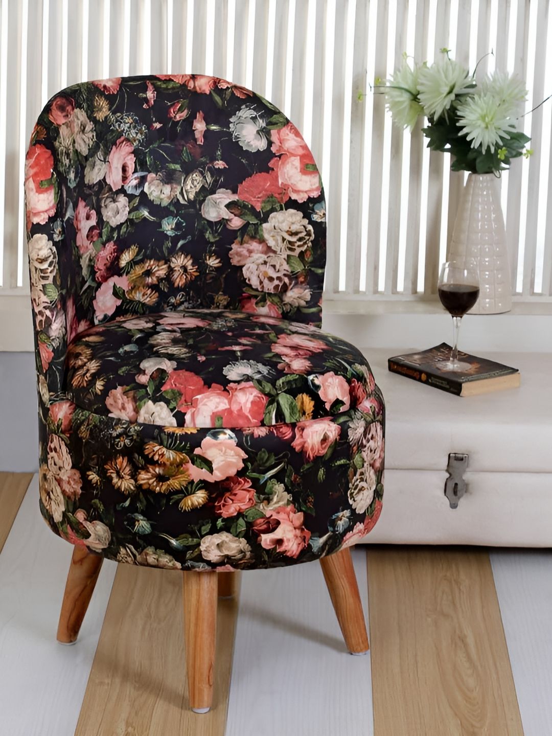 Shadowkart Black Printed Wooden & Velvet Pouffes Stool Ottomans-picture-26