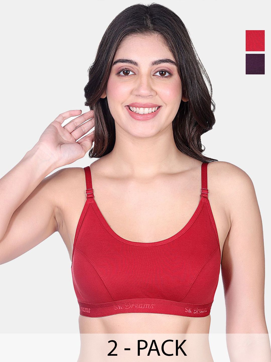 SKDREAMS Women Pack of 2 Cut and Sew Full Coverage Bra