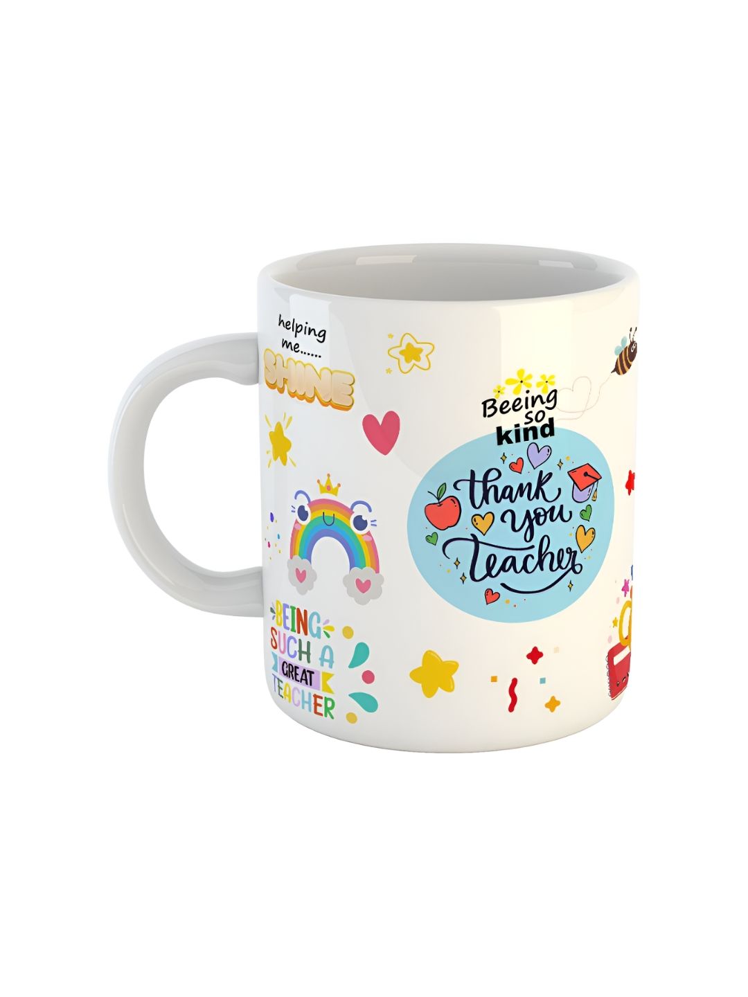 ARTBUG White Printed Ceramic Glossy Core Set of Cups and Mugs-picture-34