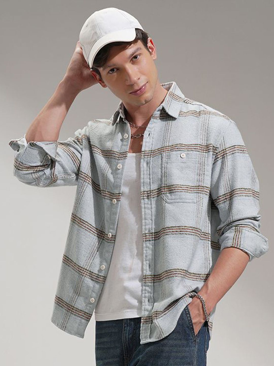 HIGHLANDER Men Comfort Opaque Checked Casual Shirt-picture-34