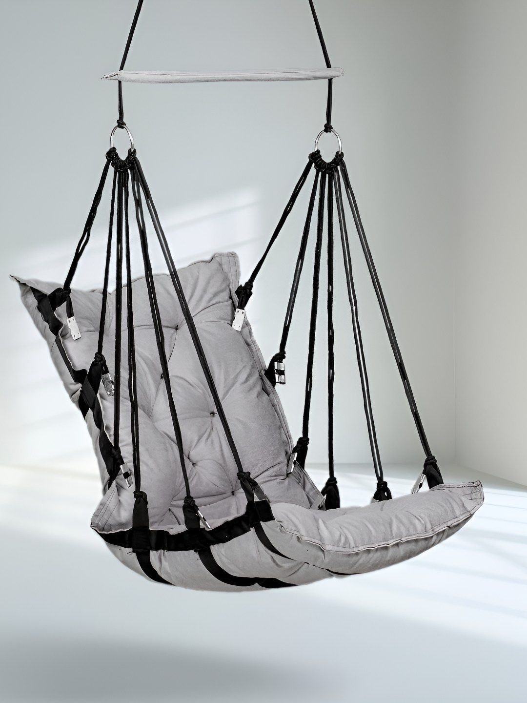 Swingzy Grey Soft Velvet Hanging Hammock Swing With Cushion