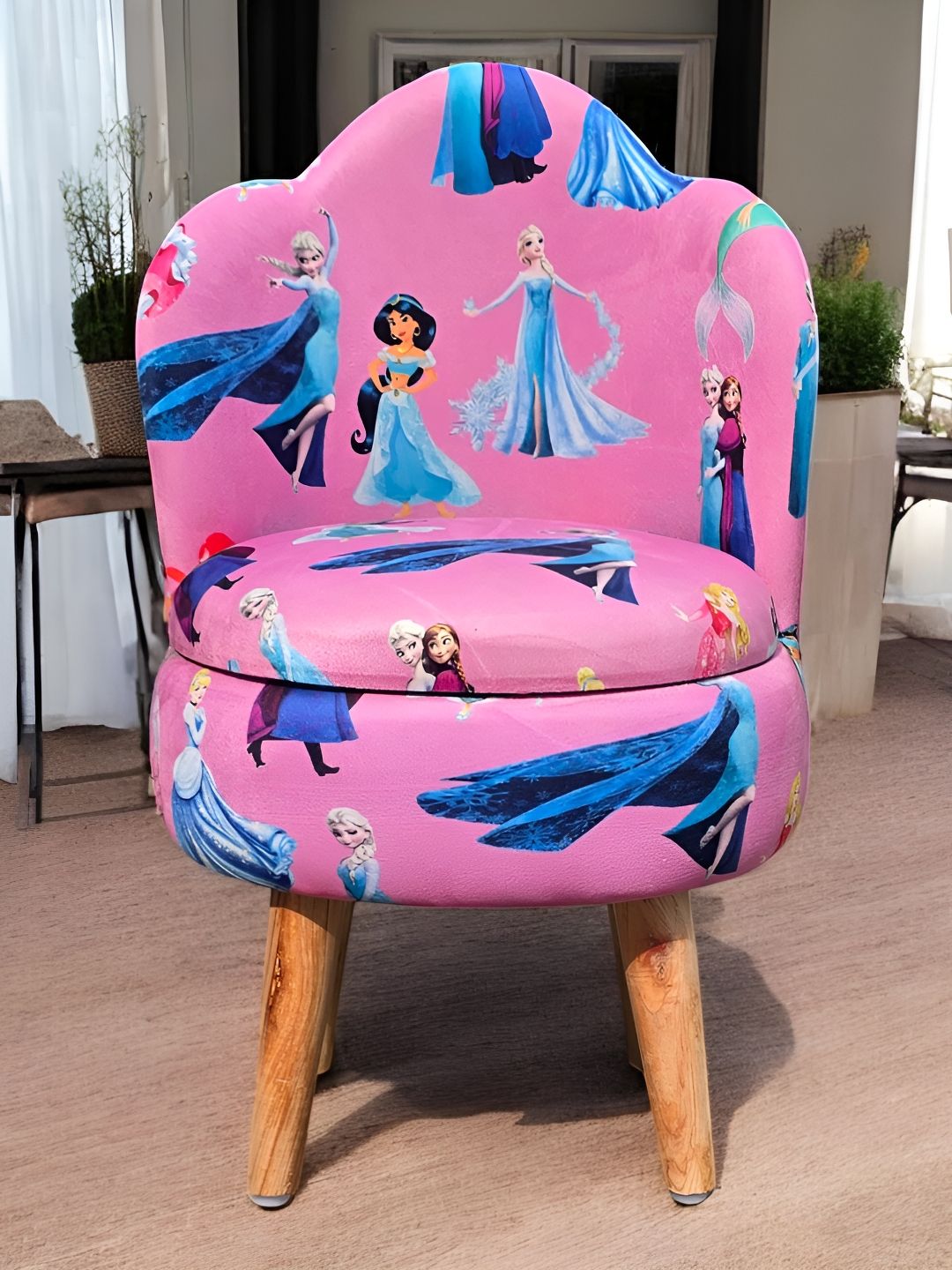 Shadowkart Pink & Blue Printed Wooden Ottomans-image-7