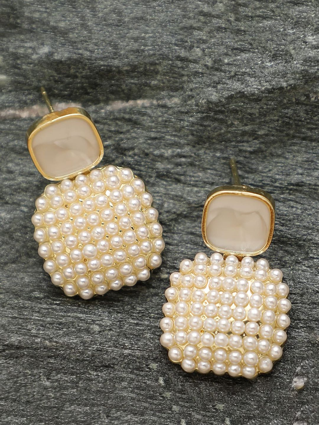 Krelin Pearls Beads Studded Square Drop Earrings-picture-33