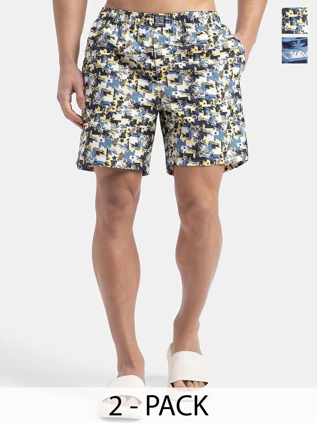 Jockey Super Combed Mercerized Cotton Woven Printed Boxer Shorts with Side Pockets-US57-picture-30