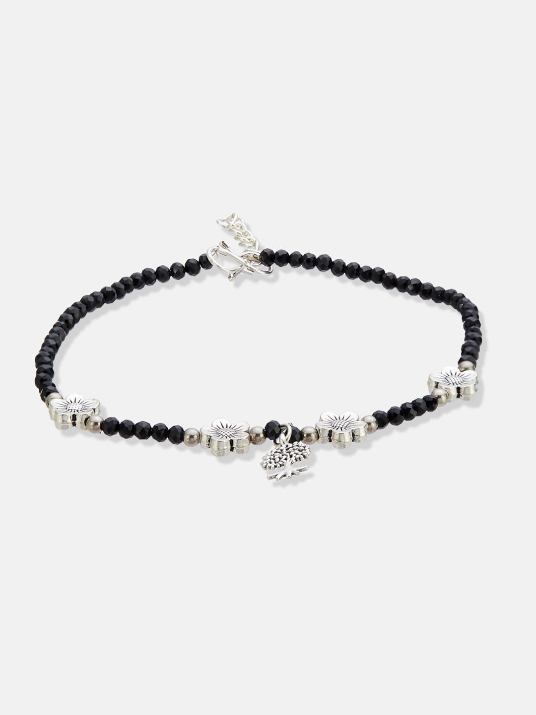 ATIBELLE Silver-Plated Artificial Stones and Beads Anklet