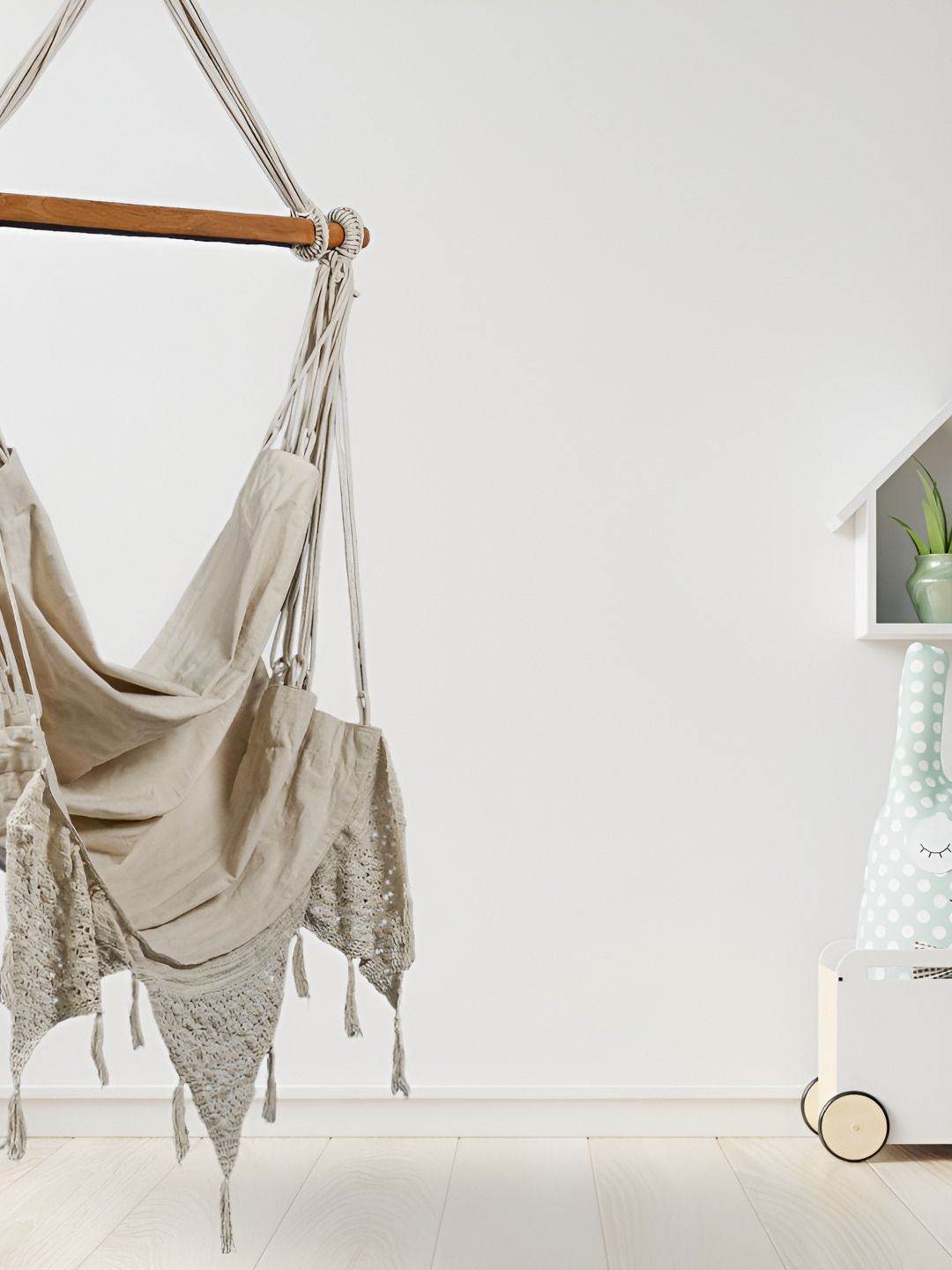 Swingzy White Abstract-Shaped Cotton Hammock SwingChair