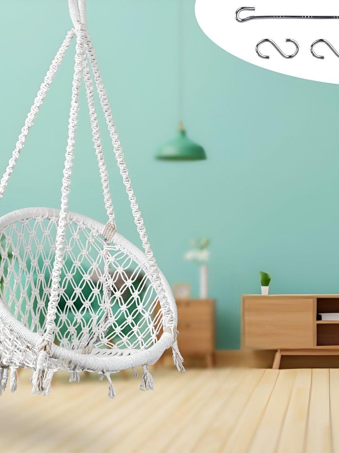 Swingzy White Cotton Hanging Hammock Swing