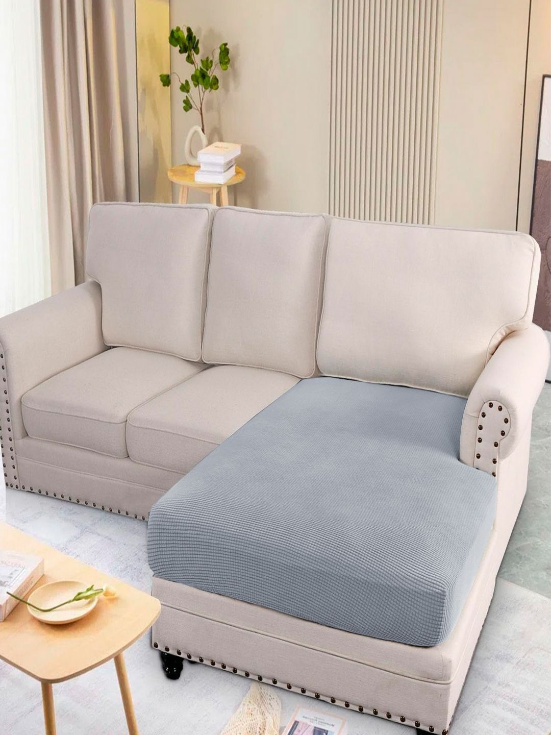 HOKIPO Grey Jacquard Sofa Cover-image-46