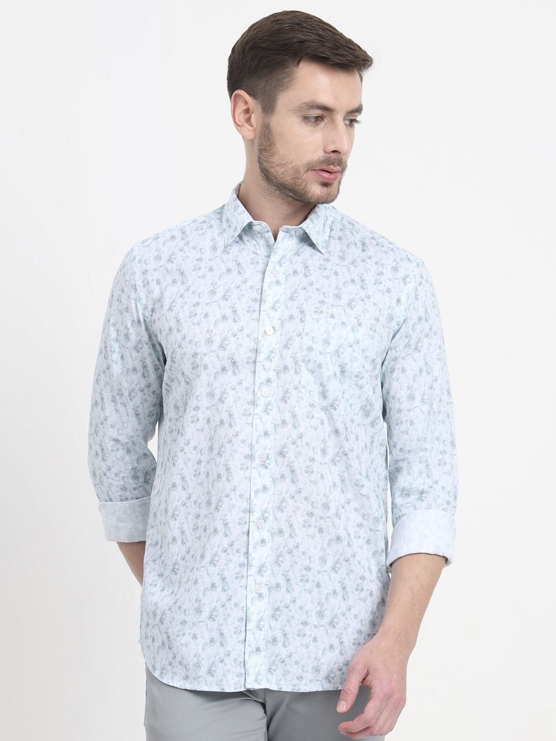 JADE BLUE Men Slim Fit Floral Opaque Printed Casual Shirt-picture-41