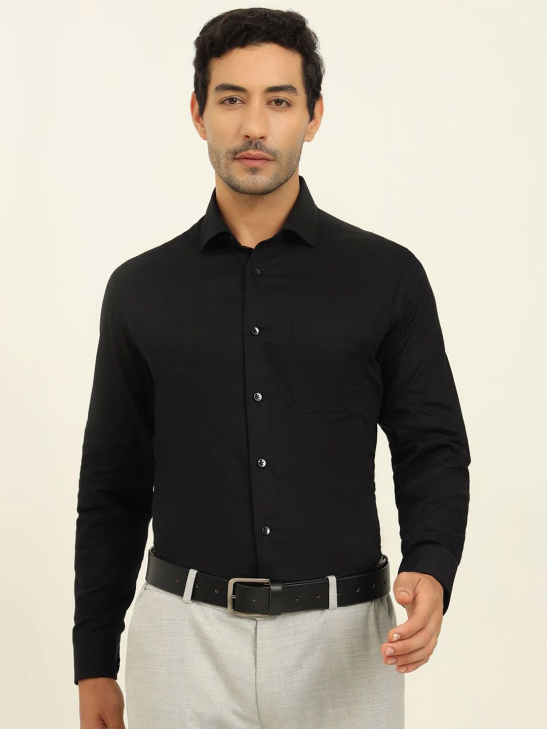 METAL Cutaway Collar Opaque Slim Fit Formal Shirt-picture-21