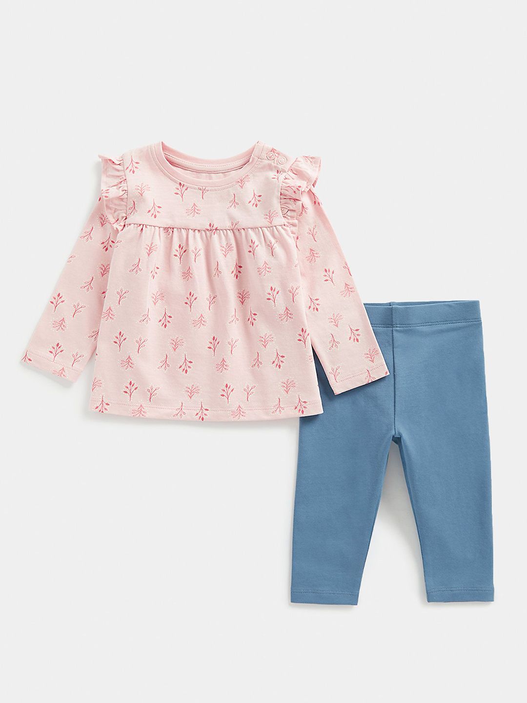 mothercare Girls Printed Pure Cotton Top With Leggings-picture-24