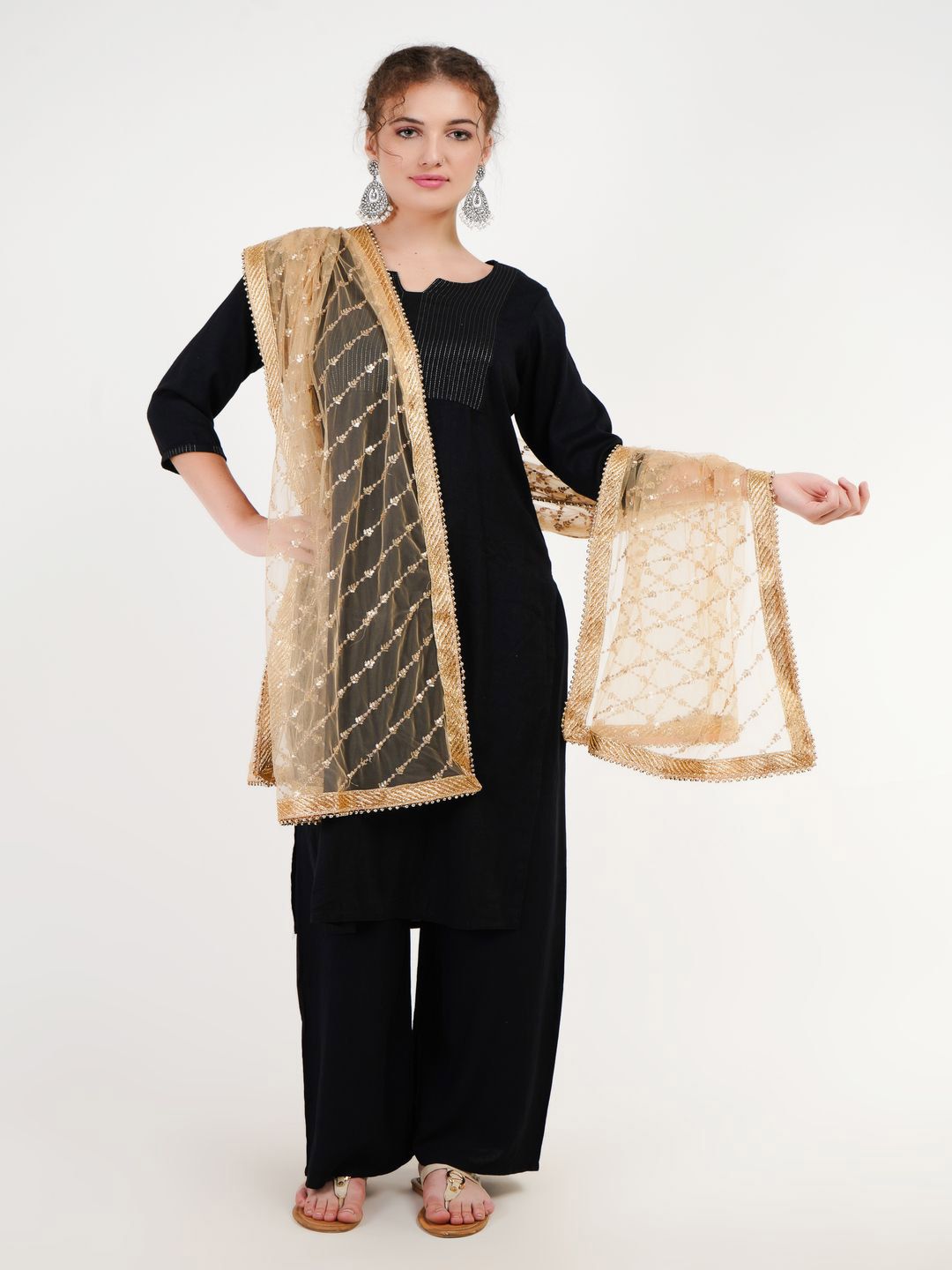 Karthav Fashion Leheriya Embroidered Sequinned Net Dupatta-picture-15