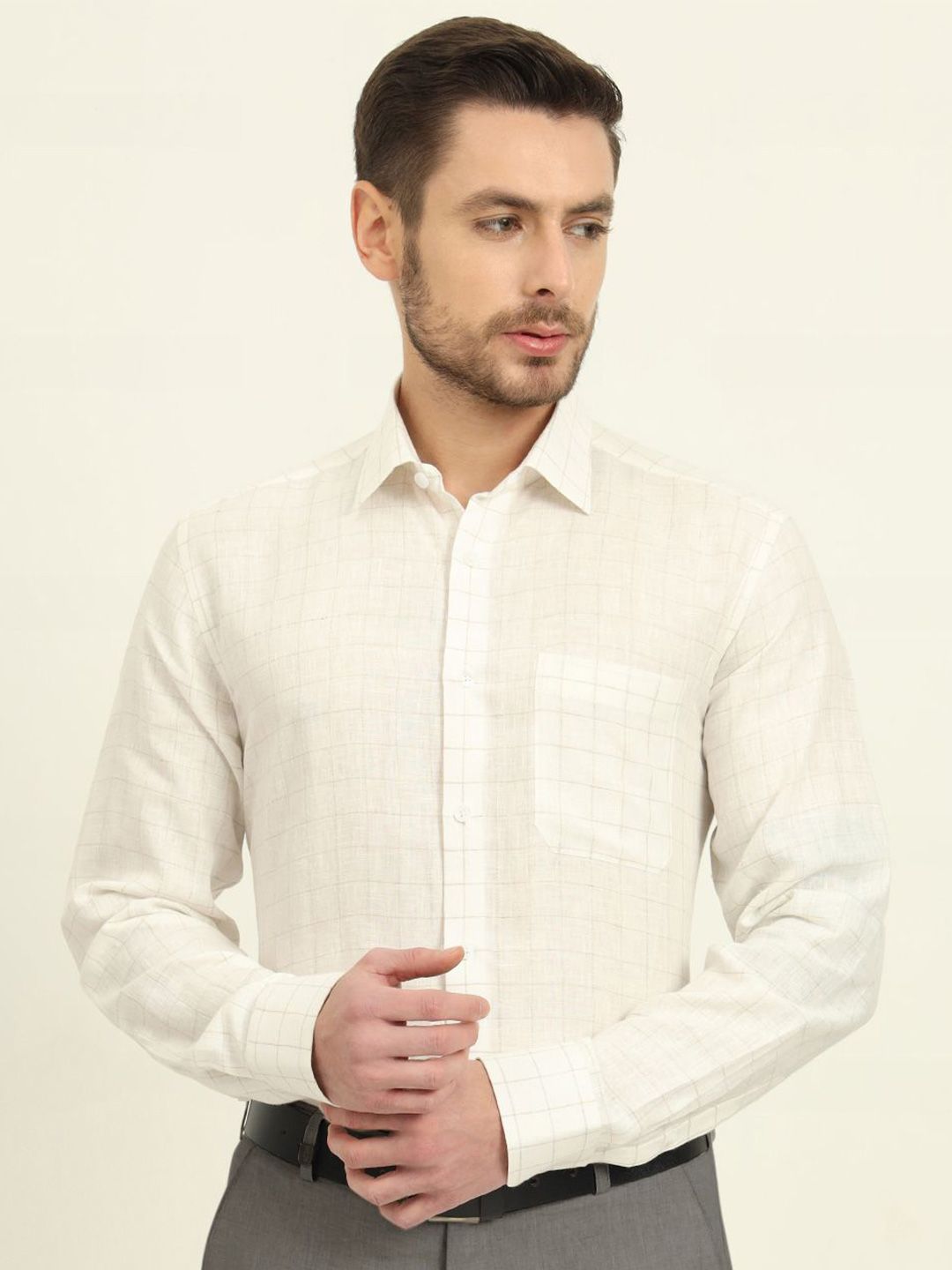 JADE BLUE Men Opaque Checked Formal Shirt-picture-22