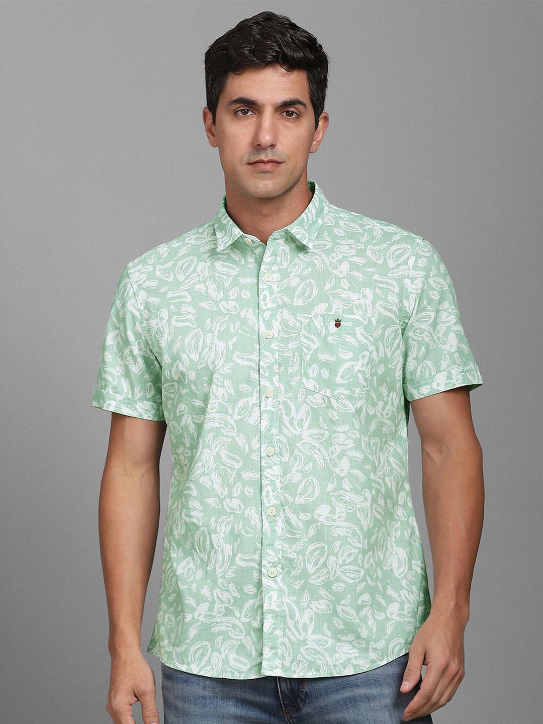 Louis Philippe Jeans Slim Fit Floral Printed Spread Collar Cotton Shirt-picture-34