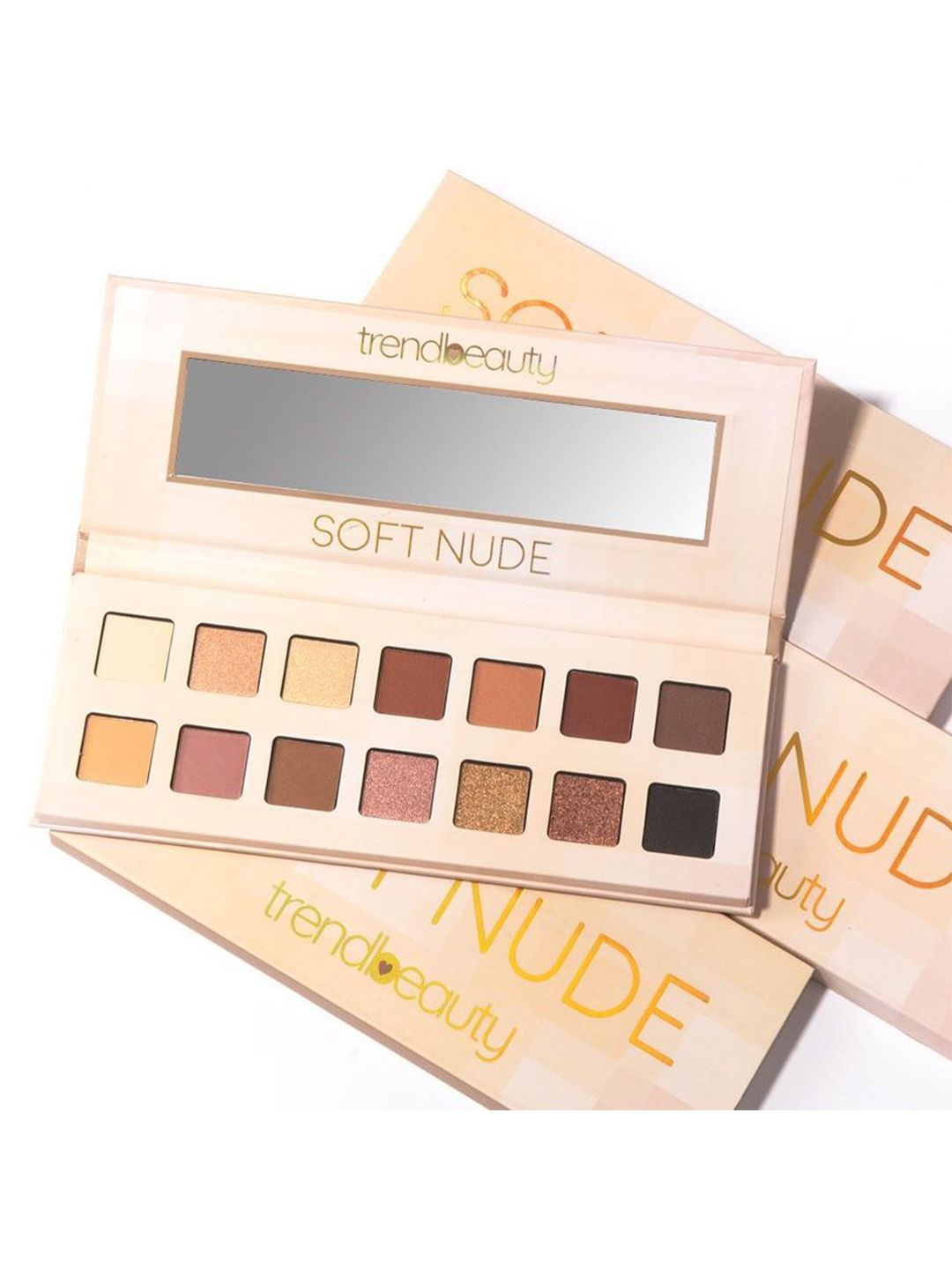 14 Colors Glossy Eyeshadow Palette - 16.8 g - Soft Nude-image-38