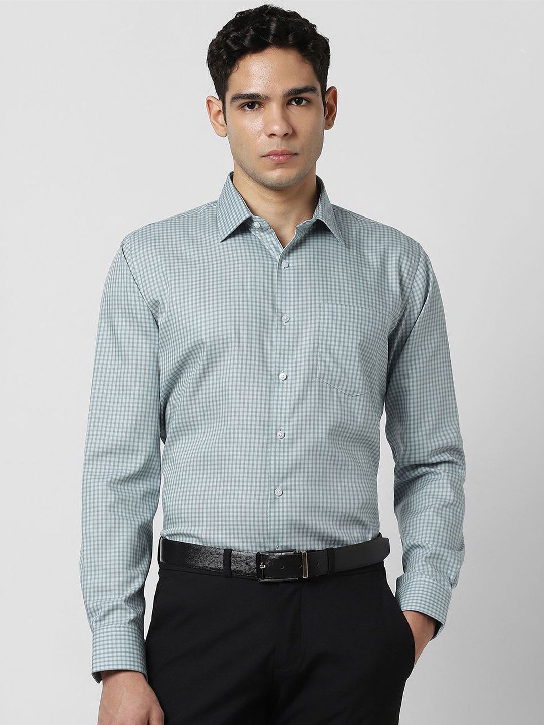 Van Heusen Micro Checked Long Sleeves Opaque Slim Fit Formal Pure Cotton Shirt-picture-39