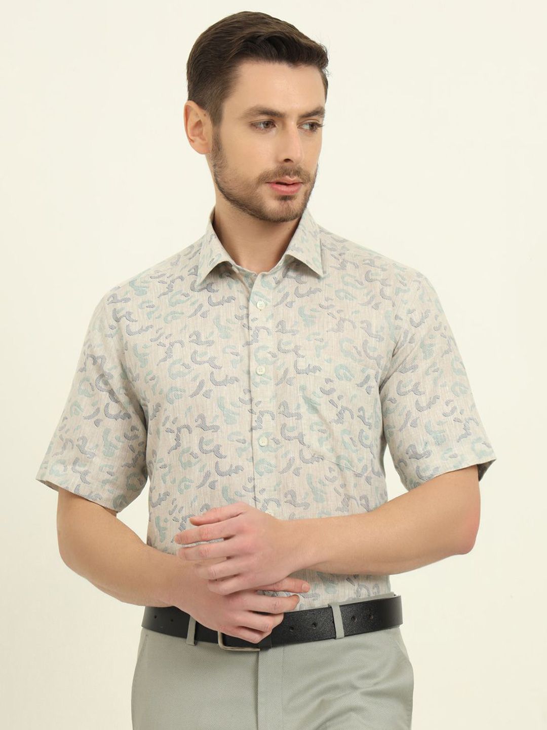 JADE BLUE Men Opaque Printed Formal Shirt-picture-10