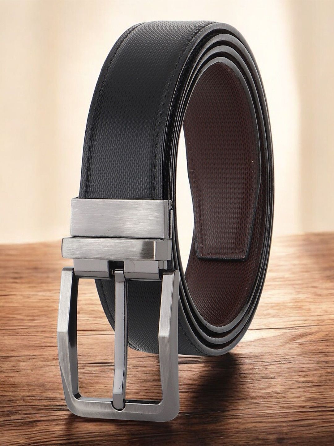 The Roadster Lifestyle Co Men Textured Formal Belts-image-44
