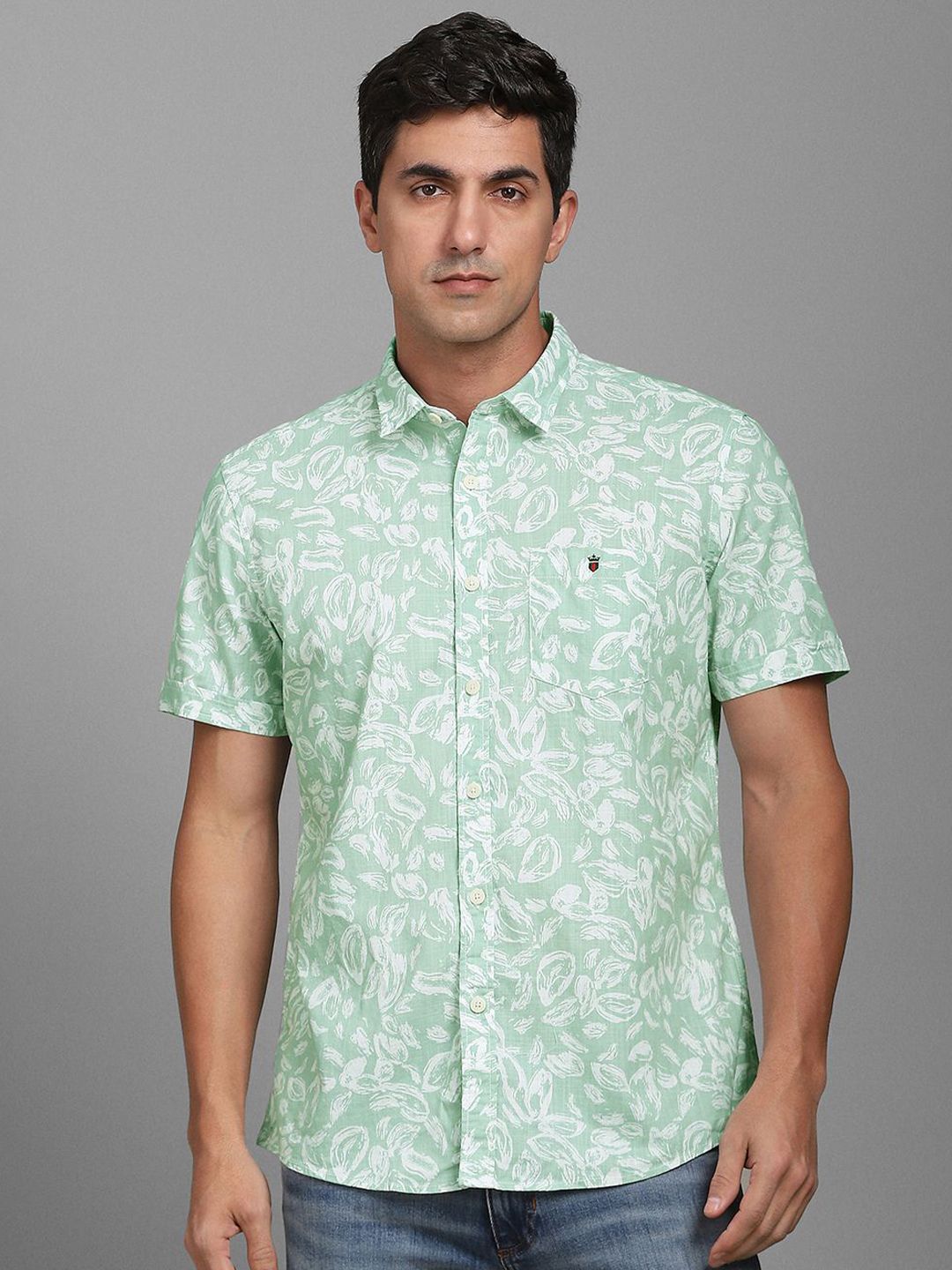 Louis Philippe Jeans Slim Fit Floral Printed Spread Collar Cotton Shirt-picture-15