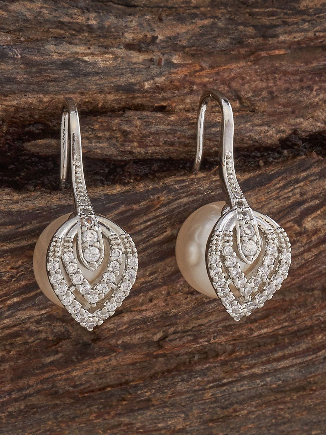 Kushal's Fashion Jewellery Rhodium-Plated Zircon Embellished Bridal Classic Drop Earrings-picture-19