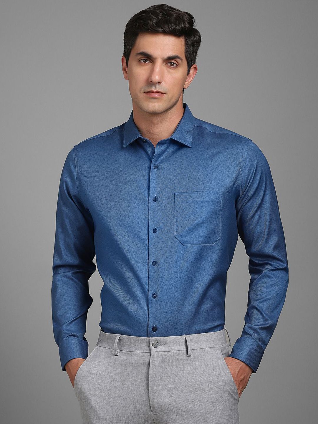 Louis Philippe Geometric Printed Spread Collar Slim Fit Formal Cotton Shirt-picture-13