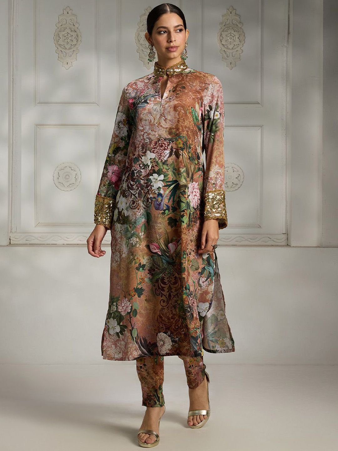 Rivaar By Rocky Star Women Ethnic Motifs Printed Regular Sequinned Kurta with Palazzos-image-35