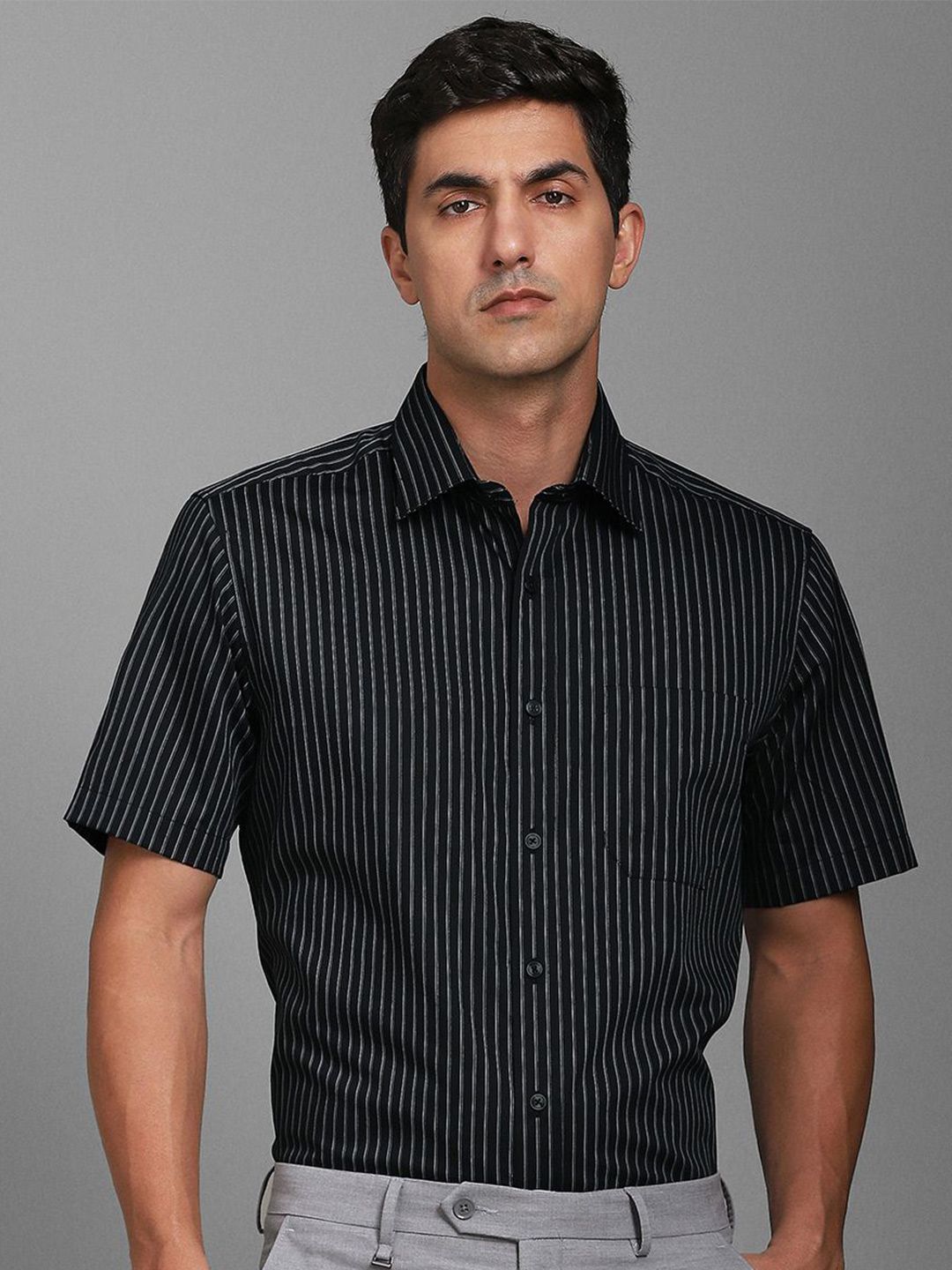 Louis Philippe Striped Spread Collar Slim Fit Formal Cotton Shirt-picture-38