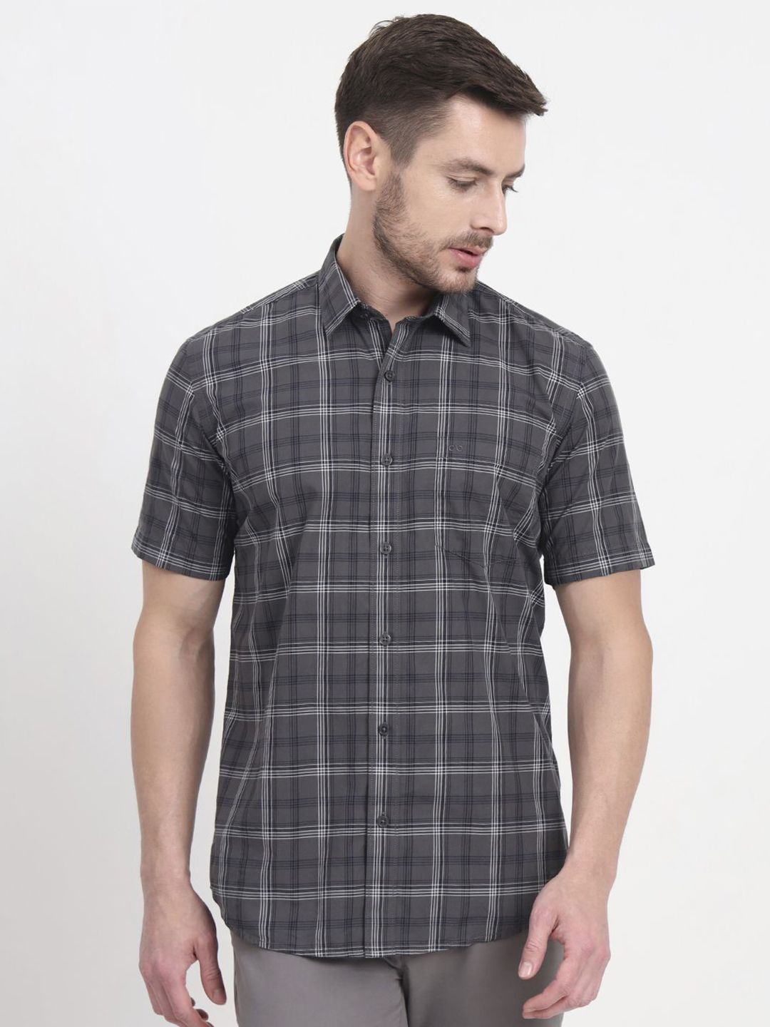 JADE BLUE Men Tartan Checks Opaque Checked Casual Shirt-picture-33