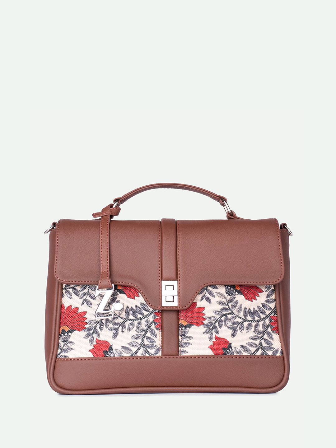 ZOUK Floral Printed Structured Satchel-picture-23