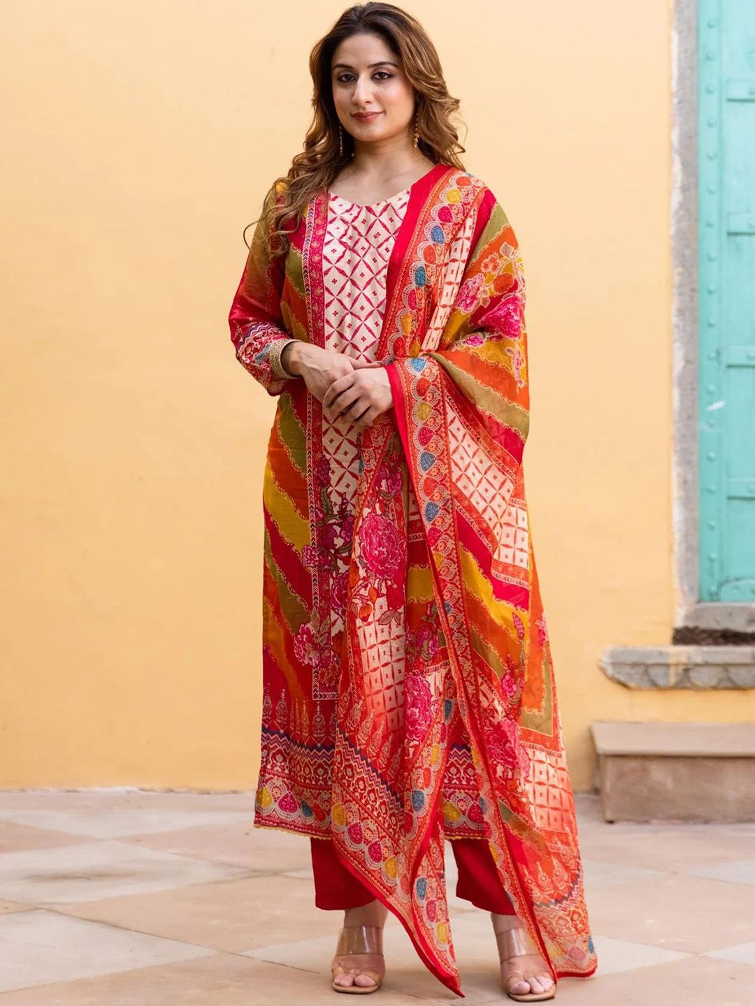 Anni Designer Floral Printed Round Neck Straight Kurta With Trousers & Dupatta-picture-18