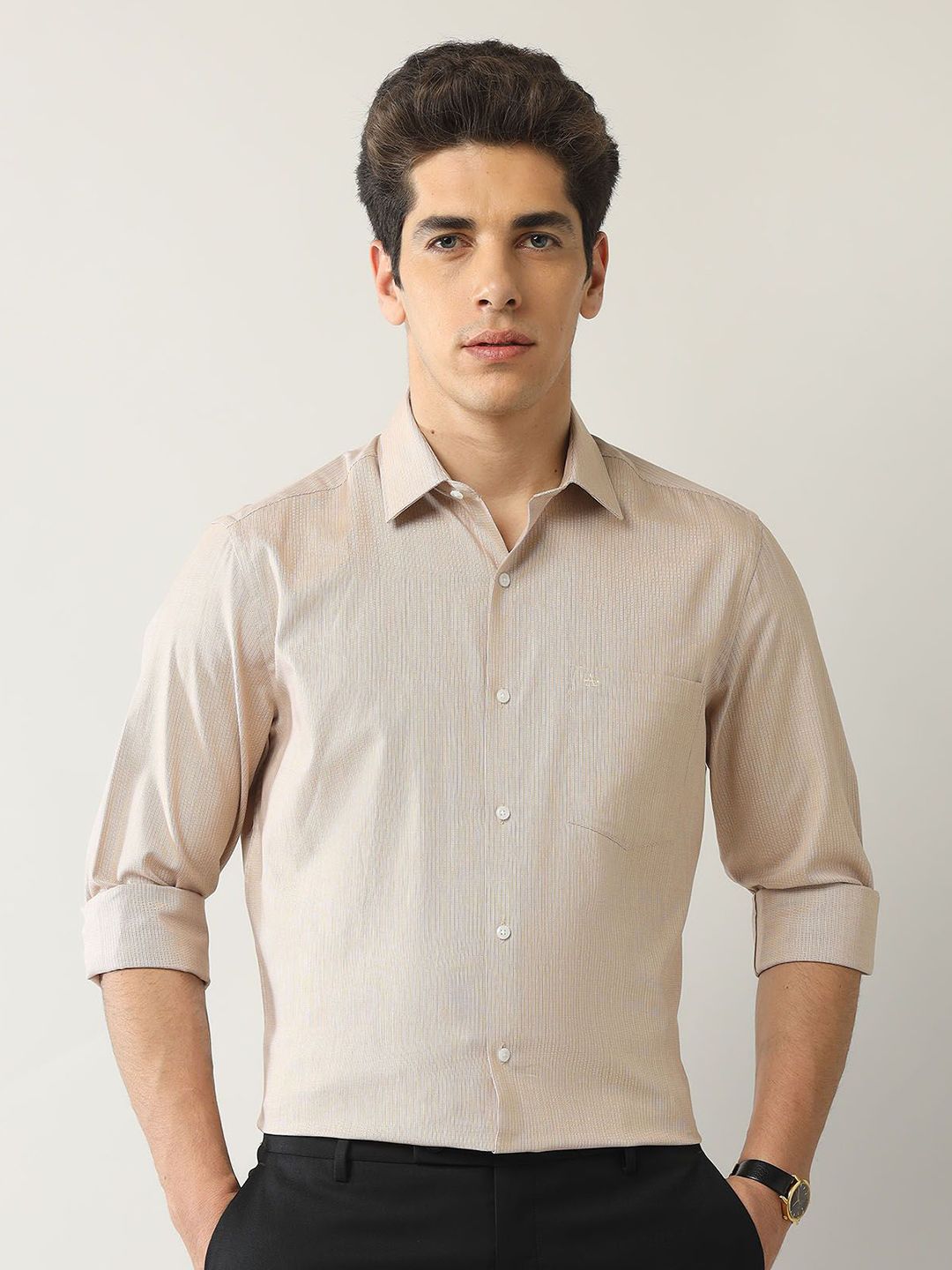 Arrow Geometric Printed Spread Collar Classic Pure Cotton Formal Shirt-picture-29