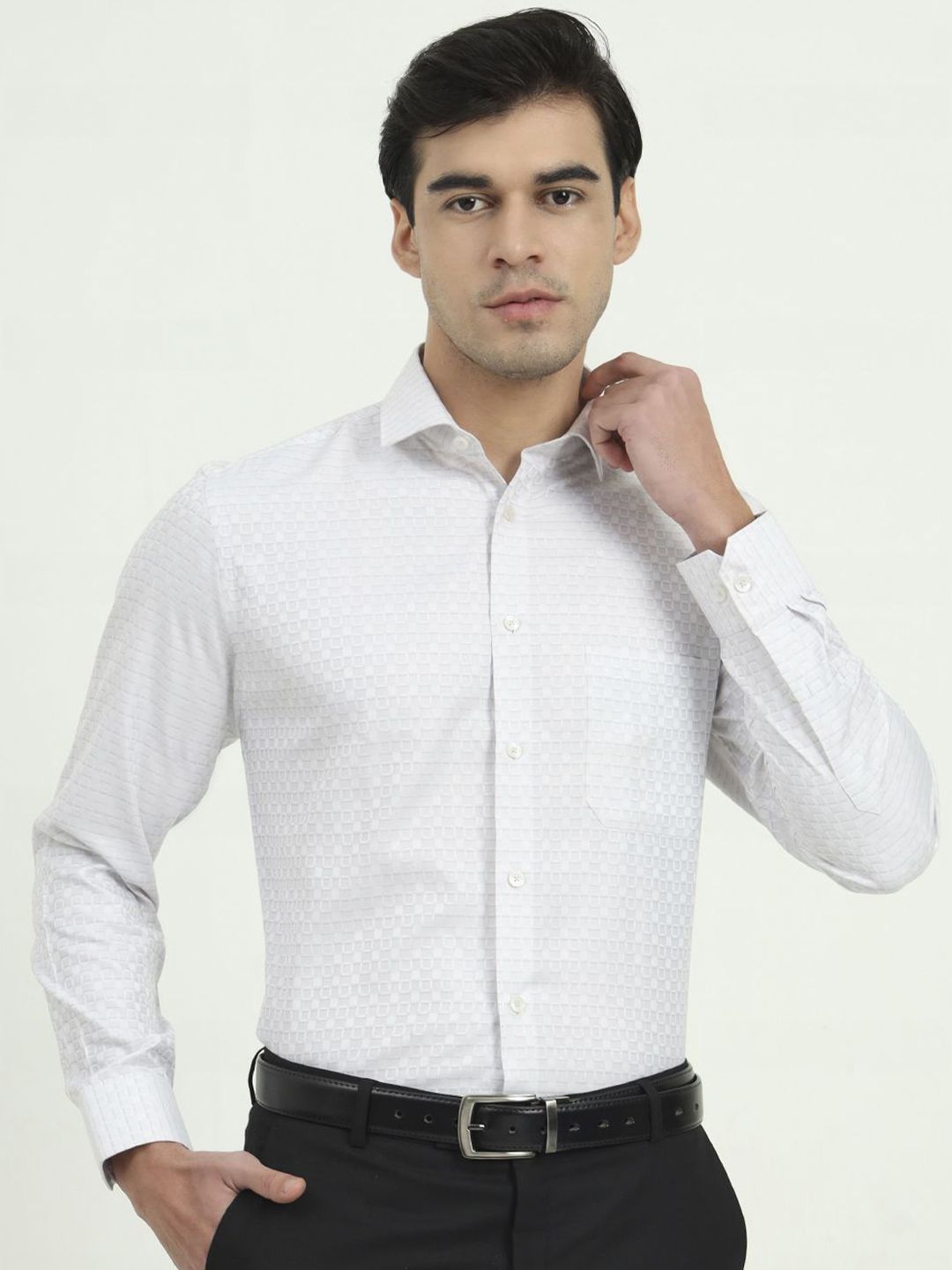 Greenfibre Micro Disty Cutaway Collar Slim Fit Formal Cotton Shirt-picture-34