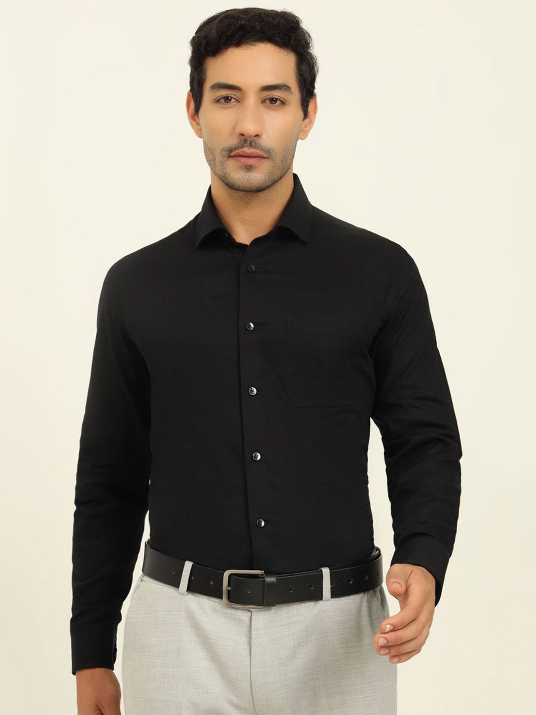 METAL Cutaway Collar Opaque Slim Fit Formal Shirt-picture-15