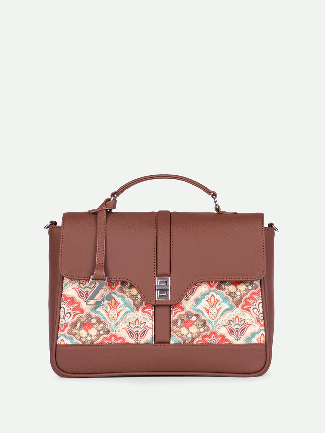 ZOUK Floral Printed Structured Satchel-picture-36