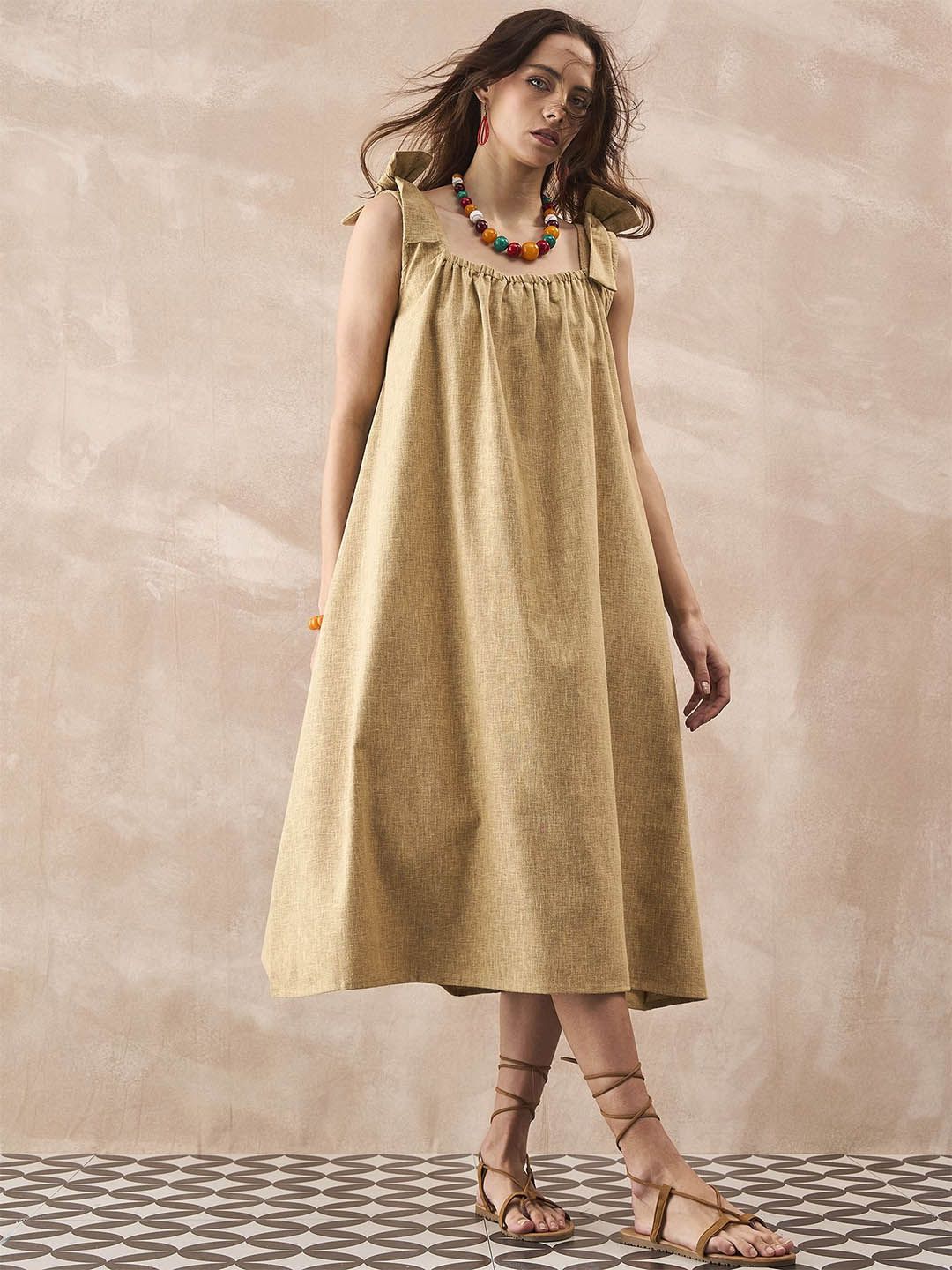 InWeave Linen A-Line Midi Dress