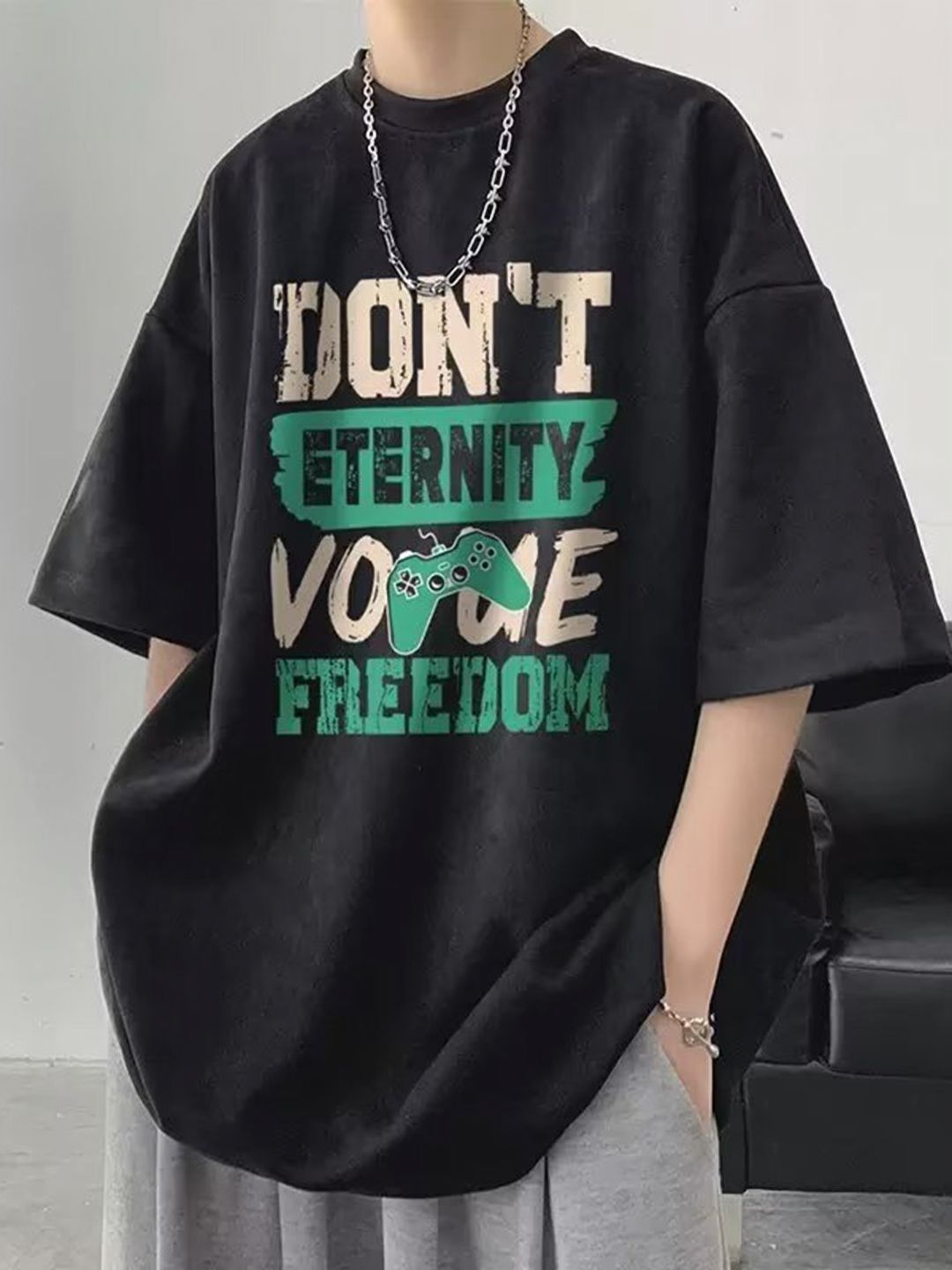 HERE&NOW Typography Printed Drop-Shoulder Sleeves T-shirt-picture-19