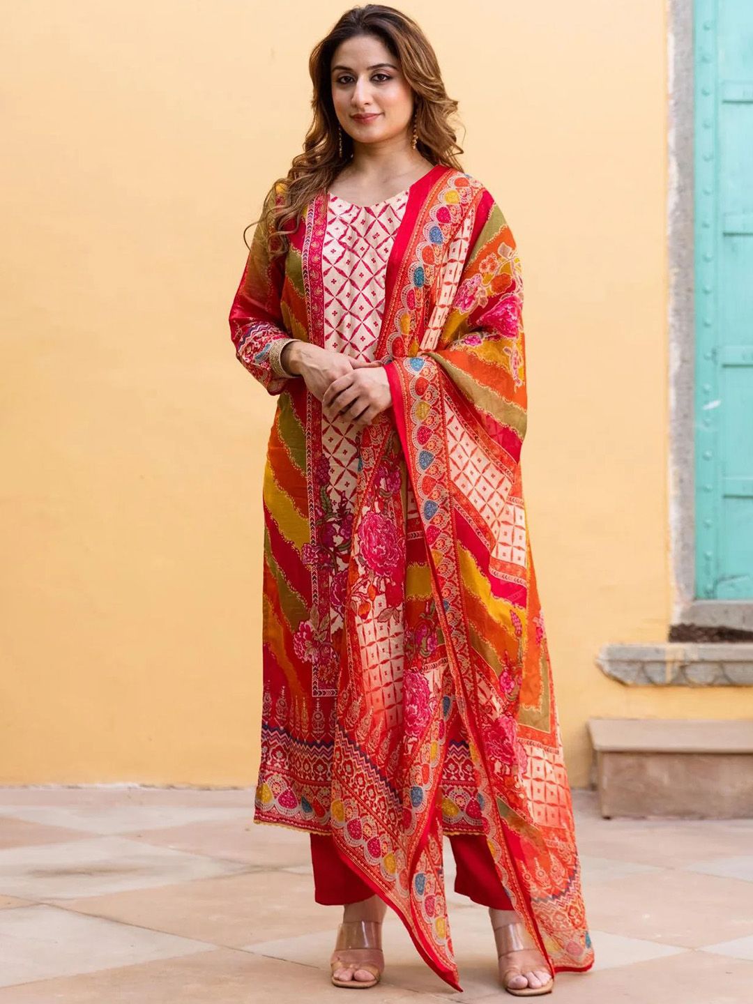 KALINI Women Ethnic Motifs Printed Regular Kurta with Trousers & With Dupatta